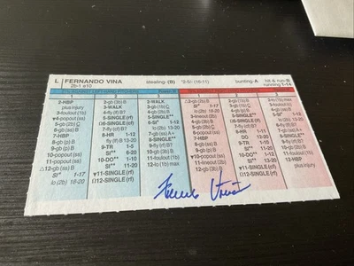 Tarjeta firmada por STRAT-O-MATIC Fernando Viña 2001 Cardenales Foto 1 de 2