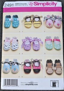 Cute Baby Shoes & Booties Simplicity 2491 Sewing Pattern 7 styles Size XS-L New - Imagen 1 de 2