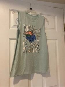 Wonder Nation Tank Top Boy's Sz XL (14-16) Green Husky Graphic Print Fishing - Picture 1 of 6