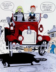 1. ARCHIE & BETTY IN JALOPY BEVOR ARCHIE VERONICA TRAF ORIGINAL COMIC KUNST - Bild 1 von 1