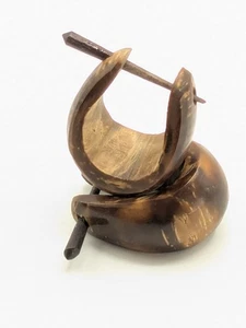 Handmade Coconut Bark Hoop Earrings Boho Jewelry - Picture 1 of 10