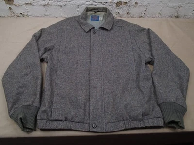 Chaqueta de bombardero Pendleton vintage para hombre XL gris 100 % lana virgen tweed abrigo cremallera EE. UU. Foto 1 de 4
