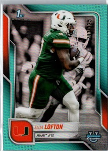 2025 Bowman University Chrome Elija Lofton Miami Hurricanes Aqua 1st #106 #/325 - Picture 1 of 2