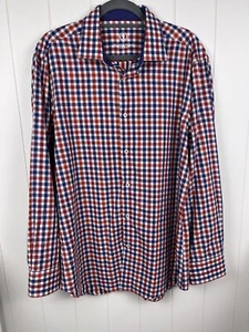 Camisa de vestir Bugatchi Uomo para hombre roja azul a cuadros talla 17 cuello 34/35 - Imagen 1 de 9