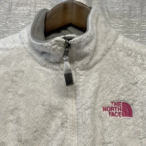 The North Face Osito Fleece Jacket Women Sz S White Pink Breast Cancer Awareness - Picture 1 of 12