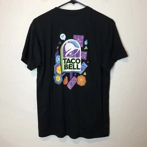 Taco Bell Men’s Medium Uniform Black 3 Button T-Shirt Colorful Graphic Print - Picture 1 of 6