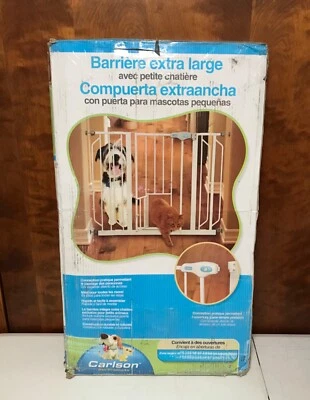 Carlson Extra Wide 29 - 39" Pet Dog Cat Walk Thru Gate Fence Door White 30" High - Image 1 of 3