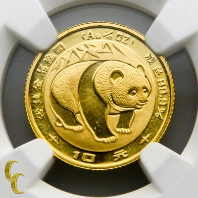 Panda Chino De Oro 1983 1/10 Oz 10 Yuan Calificado Por NGC MS 69 - Imagen 1 de 4