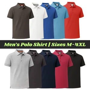 Herren Freizeit Poloshirt Kurzarm 100% Baumwolle Sport Polo für Männer Größen M-4XL - Bild 1 von 32