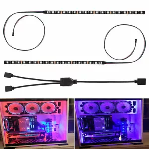2x50cm 5050 SMD LED RGB Strip Licht Leiste PC Computer Gehäuse Lichtband 12V - Bild 1 von 12