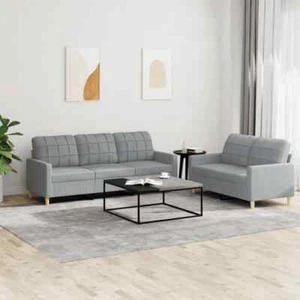 2pcs Sofa Set 5-Seater Modern Living Room Lounge Couch Futon Fabric Light Grey - Picture 1 of 7