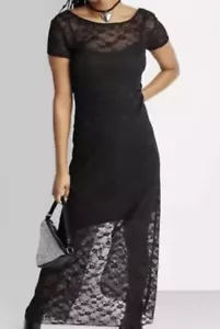 Wild Fable Women's Black Lace Maxi Dress w/ Mid-Thigh Slip Sz: M NWT $32 - Picture 1 of 9