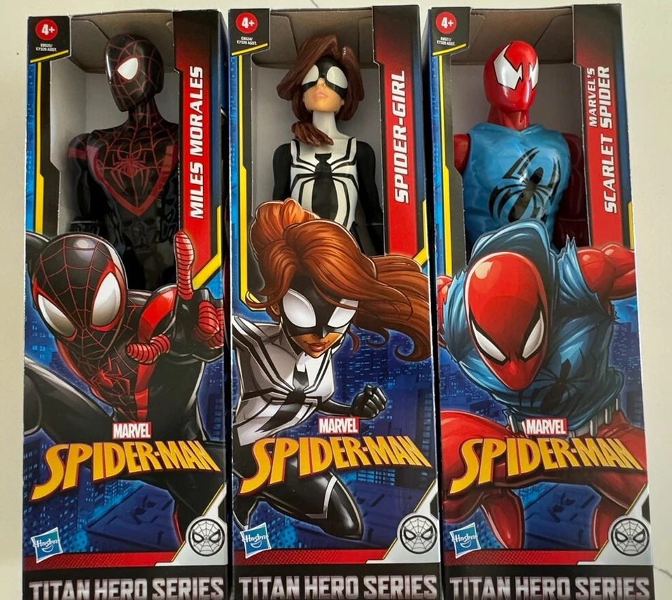 漫威蜘蛛侠迈尔斯·莫拉莱斯,蜘蛛女孩,红蜘蛛 12 英寸高 — 第 1/1 张图片