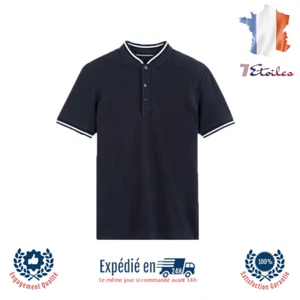 Polo 100% Coton Armuré Taille M Navy Bleu - Picture 1 of 1