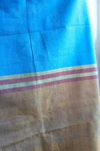 46 X 80 Loom Woven Cotton Sarong Cerulean Blue Brass Wine Indonesian Fabric - Picture 1 of 4