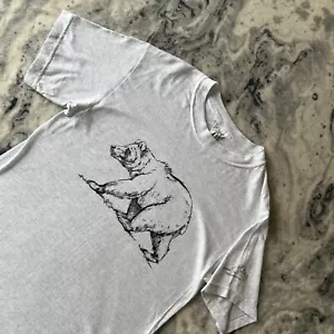 T-shirt maglietta vintage anni 90 Screen Stars Wild Grizzly Bear stampa grafica carta sottile S - Foto 1 di 10
