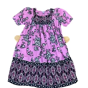 Only Necessities Baumwolle Blumenmuster Kaftan Muumu Haus/Terrassenkleid 2X rosa 297F - Bild 1 von 9