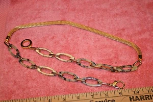 Damen goldfarben Metall & grün Kunststoff Glieder Gürtel 35 Zoll - Bild 1 von 3