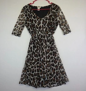 Vintage Rae Republic Dress Womens S Gray V Neck Animal Print Mesh Festival Y2K - Picture 1 of 14