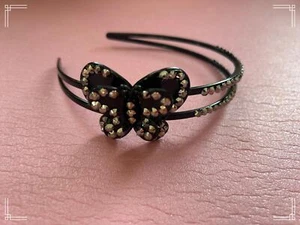 Elegant Black Butterfly Rhinestone Headband - Picture 1 of 4