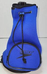 SPEEDO Neoprene Type Swim Bag Bucket Barrel Expandable Wet Blue Shoulder Strap H
