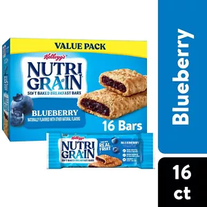 Nutri-Grain Blueberry Chewy Soft Baked Breakfast Bars, 20.8 oz, 16 Count - Picture 1 of 11