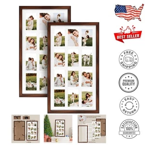 Lightweight Rustic Brown Collage Frame Set - 12 Openings for Cherished Memories - Picture 1 of 8