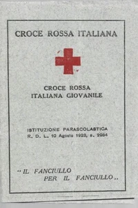 Tessera Croce Rossa Italiana Giovanile - circa 1945 CRIG - Imagen 1 de 2