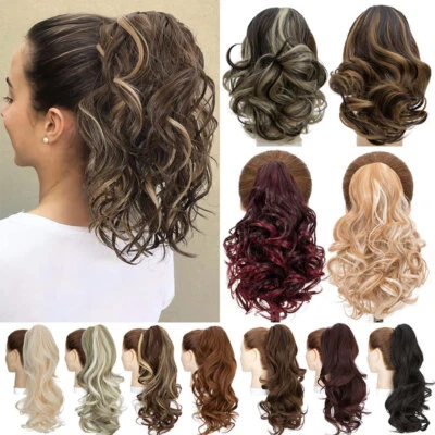 Short Claw Clip Wavy Ponytail Extensions Pony Tail  Real As Human Hair Hairpiece - Image 1 of 4