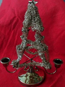 ÁRBOL DE NAVIDAD CANDELABRO DE METAL VINTAGE, Oropel Dorado, 2 SOPORTES CANDELABROS 11.5" - Imagen 1 de 6