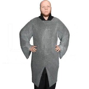 Medieval Crusader Knight Butted Chainmail Hauberk Costumes For Larp Reenactment - Picture 1 of 2