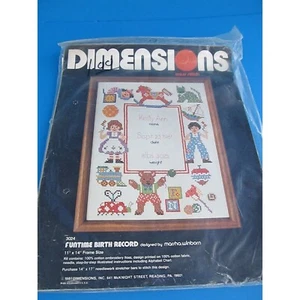 Dimensions Funtime Birth Record Cross Stitch Kit By Martha Winborn - Picture 1 of 3
