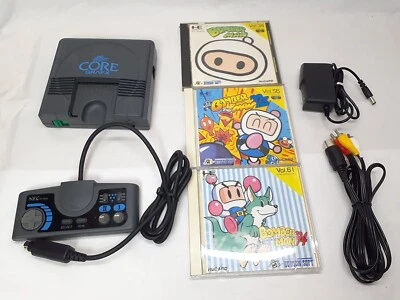 PC Engine CORE GRAFX console + Bomberman, '93, '94 Case game set NTSC-J Tested - Image 1 of 4