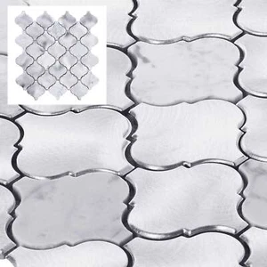Salpicadero de cocina azulejo de mosaico de metal de aluminio arabesco de mármol blanco Calacatta - Imagen 1 de 7