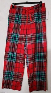 Joyspun Women's SIZE M 8-10 Red Plaid Flannel Sleep Pants Pockets (Y12) - Picture 1 of 2