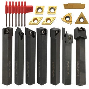 21Pcs Lathe Turning Tools Kit Solid Carbide Inserts Holder Boring Bar +Wrench AU - Picture 1 of 11