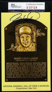 Barry Larkin Jsa Coa Certified Autograph Hand Signed Gold Hof Plaque Postcard - Picture 1 of 1