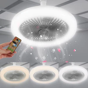 LED Ceiling Fan with Light E27 Adjustable Bedroom Living Room Lamp w/Remote - Picture 1 of 26