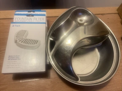Fuente de agua Pioneer de acero inoxidable para mascotas + 9 filtros ~ sin bomba Foto 1 de 2