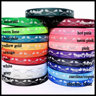 3yds 7/8" Lacrosse Sticks & Ball LAX 19 Ribbon Colors Grosgrain Ribbon - Image 1 of 2