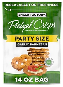 Snack Factory Garlic Parmesan Pretzel Crisps, 14 OZ Party Size Bag - Picture 1 of 8