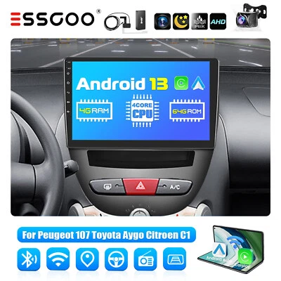 10.1" Android 13 DAB+ CarPlay Autoradio GPS Cam 4+64G Für Peugeot 107 Citroen C1 - Bild 1 von 4