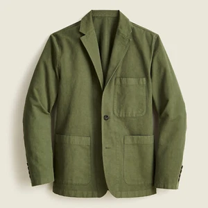 NWT J Crew Chore Blazer Cotton-Linen Chino Suit Jacket, Hillside Olive Green 38R - Picture 1 of 8