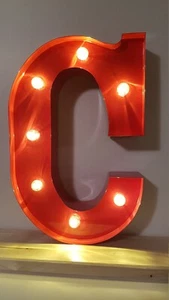 LED 3D Leucht-Buchstabe C ROT Deko Metall Alphabet 12"=30cm. 2xAA Batterie Neu! - Bild 1 von 23