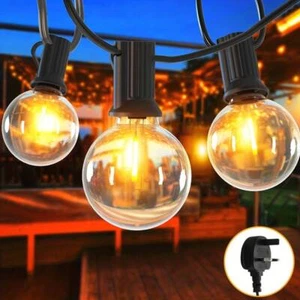50-100FT Festoon String Lights Outdoor Garden Globe LED G40 Bulbs Mains Powered - Picture 1 of 20