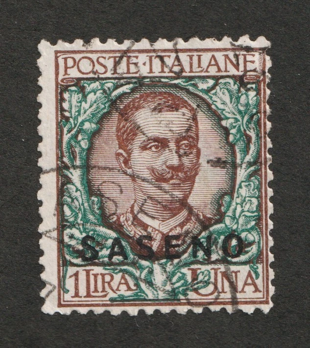 1923 Italy - Offices Abroad - Saseno Sc# 8 - 1 Lire, Royalty. Used Cv$82.50 - Image 1 of 1