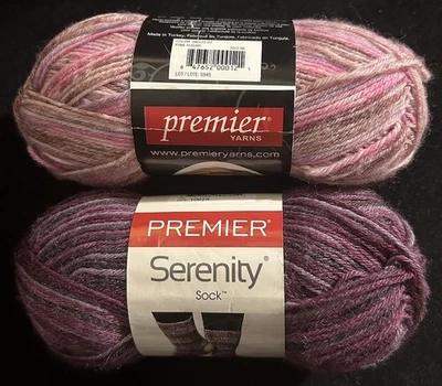 Lot of 2 50g skeins of Premier Serenity Wool Rayon/bamboo Sock  yarn, 2 Colors - Image 1 of 4
