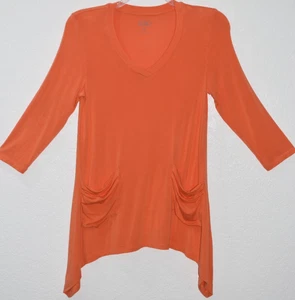 LOGO Lori Goldstein XS Cuello en V Manga 3/4 Mordedura de Tiburón Túnica Larga Top Bolsillos Inclinados - Imagen 1 de 14