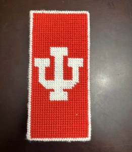 Vintage Indiana Hoosiers IU Needlepoint Covered Brick Doorstop basketball champs - Picture 1 of 4
