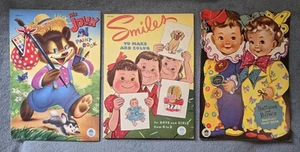 3 Vintage Merrill Books Smiles To Make And Color, Buttons And Bows, Mr Jolly - Picture 1 of 11